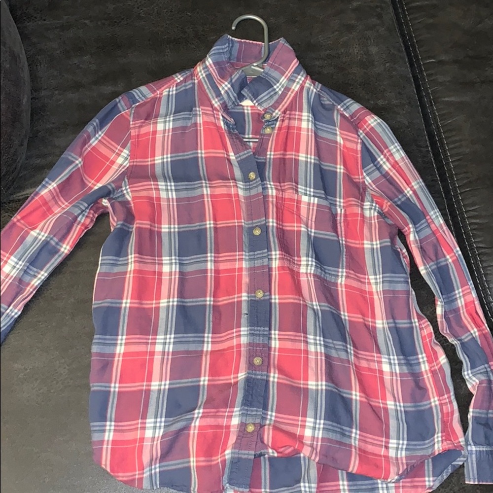 Pink, purple, white, blue flannel, American eagle